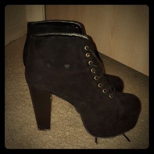 Black lace up booties